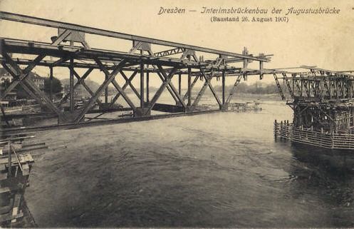 Augustusbrücke - Bau der Interimsbrücke