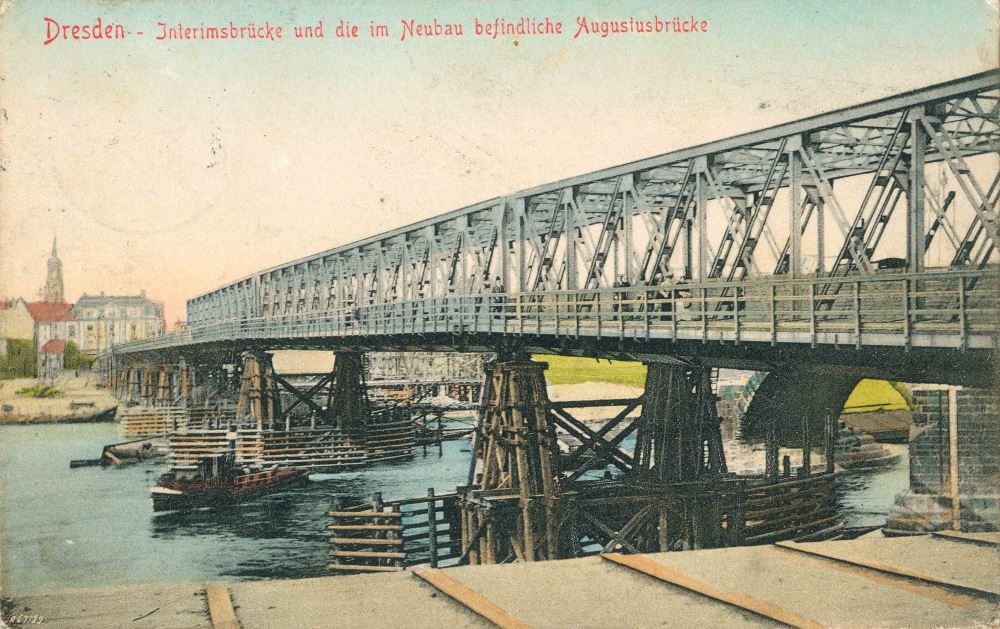 Augustusbrücke - Interimsbrücke fertig