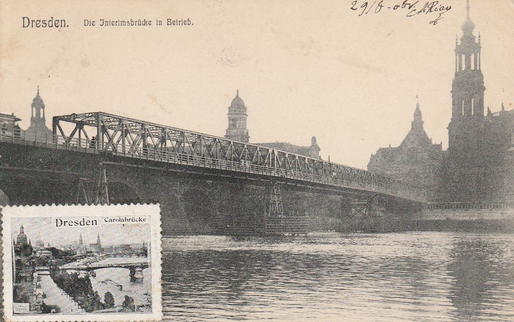 Augustusbrücke - Interimsbrücke fertig