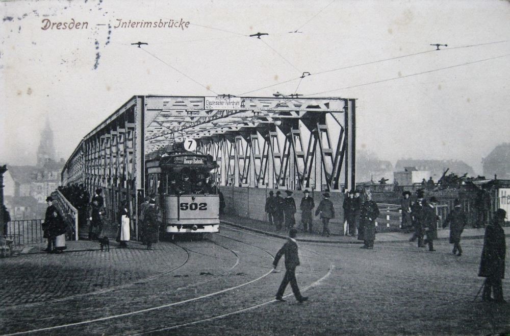 Augustusbrücke - Interimsbrücke fertig