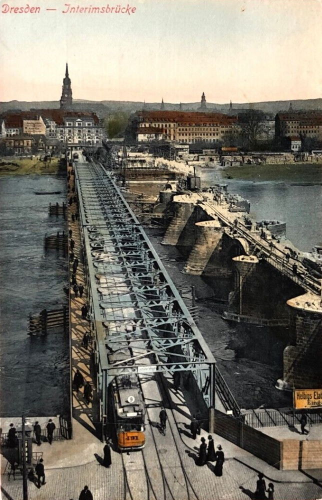 Augustusbrücke - Interimsbrücke mit Abbruch