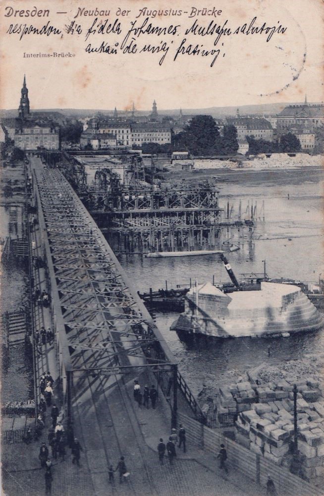 Augustusbrücke - Interimsbrücke mit Abbruch