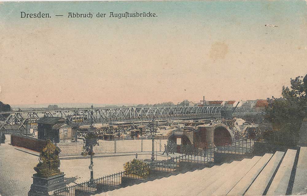 Augustusbrücke - Interimsbrücke mit Abbruch