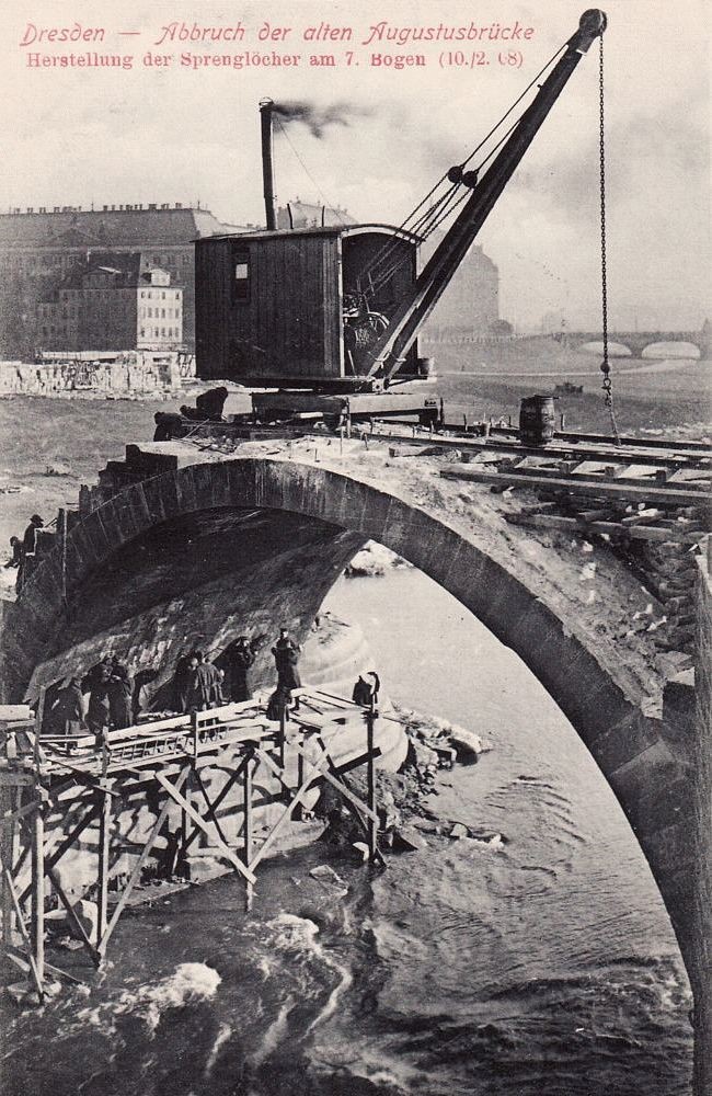 Augustusbrücke - Sprengung 7. Bogen 11.2.1908