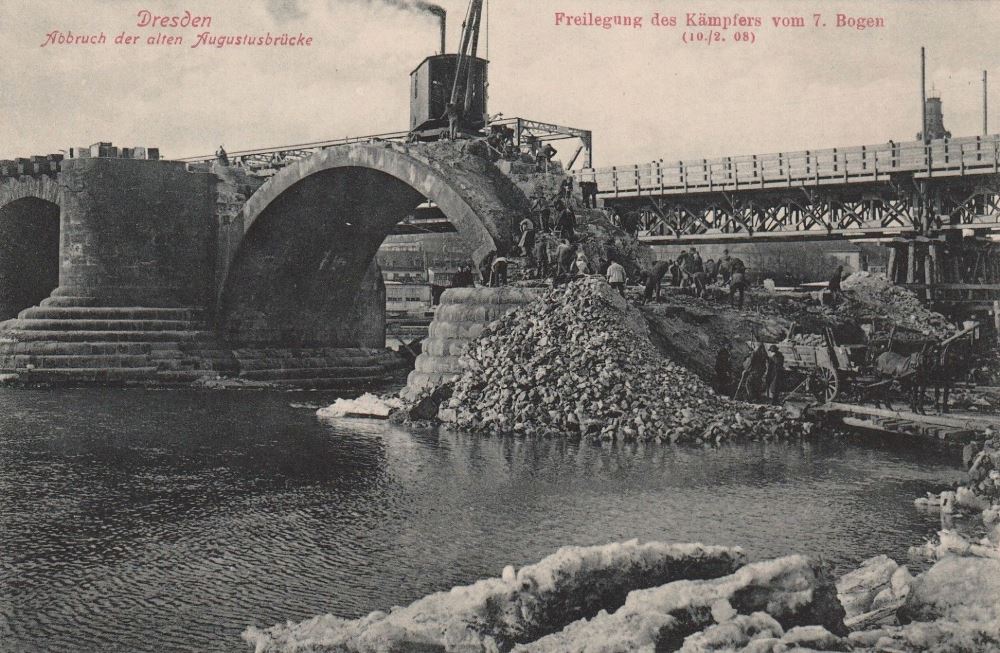 Augustusbrücke - Sprengung 7. Bogen 11.2.1908
