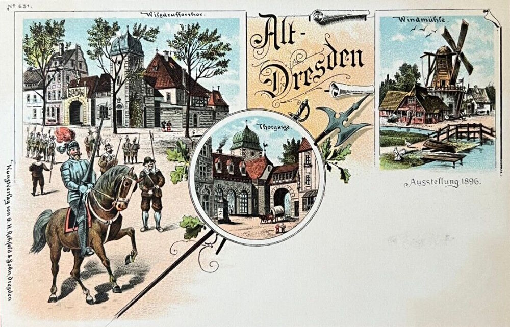 Sächsische Handwerks- und Kunstgewerbeausstellung 1896 Die alte Stadt