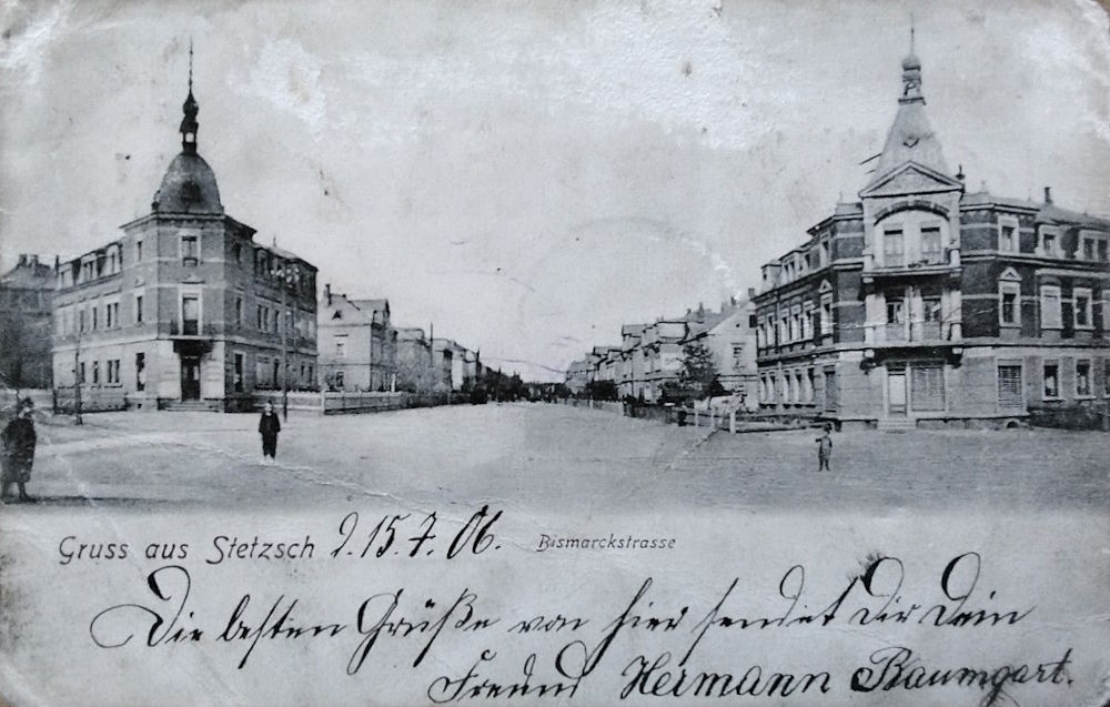 Meißner Landstraße 114 (Meissner Straße 60) / Gustav-Merbitz-Straße (Bismarckstraße)