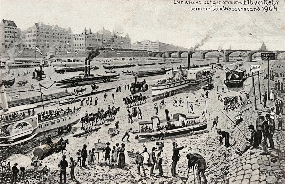 1904 Niedrigwasser - Karikaturen