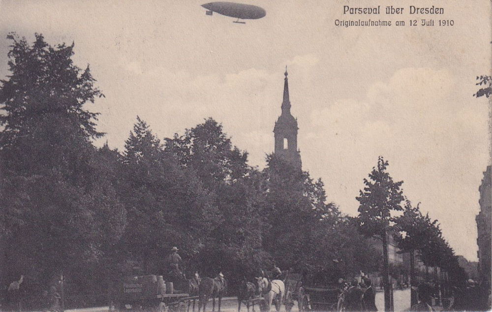 1910 Luftschiff Parseval in Dresden
