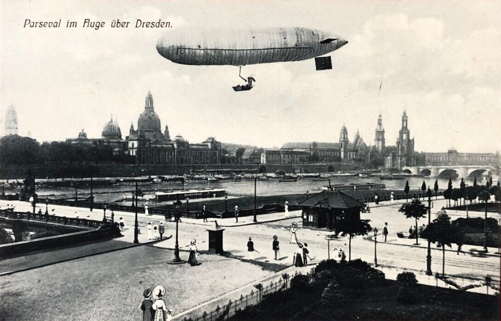 1910 Luftschiff Parseval in Dresden