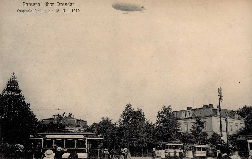 1910 Luftschiff Parseval in Dresden