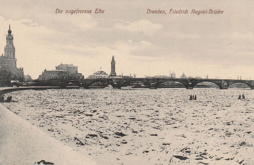 1912 zugefrorene Elbe