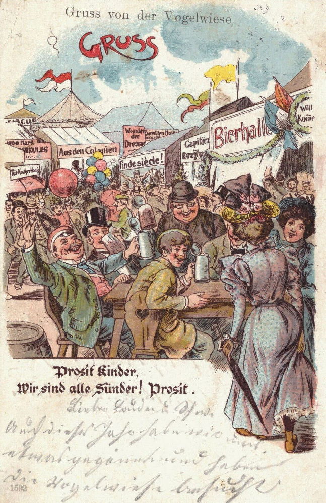 Gruß von der Vogelwiese - Karikatur