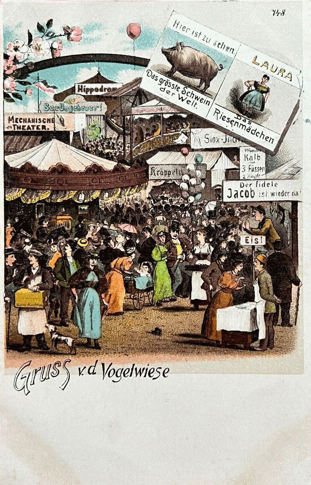Gruß von der Vogelwiese - Karikatur Hochformat